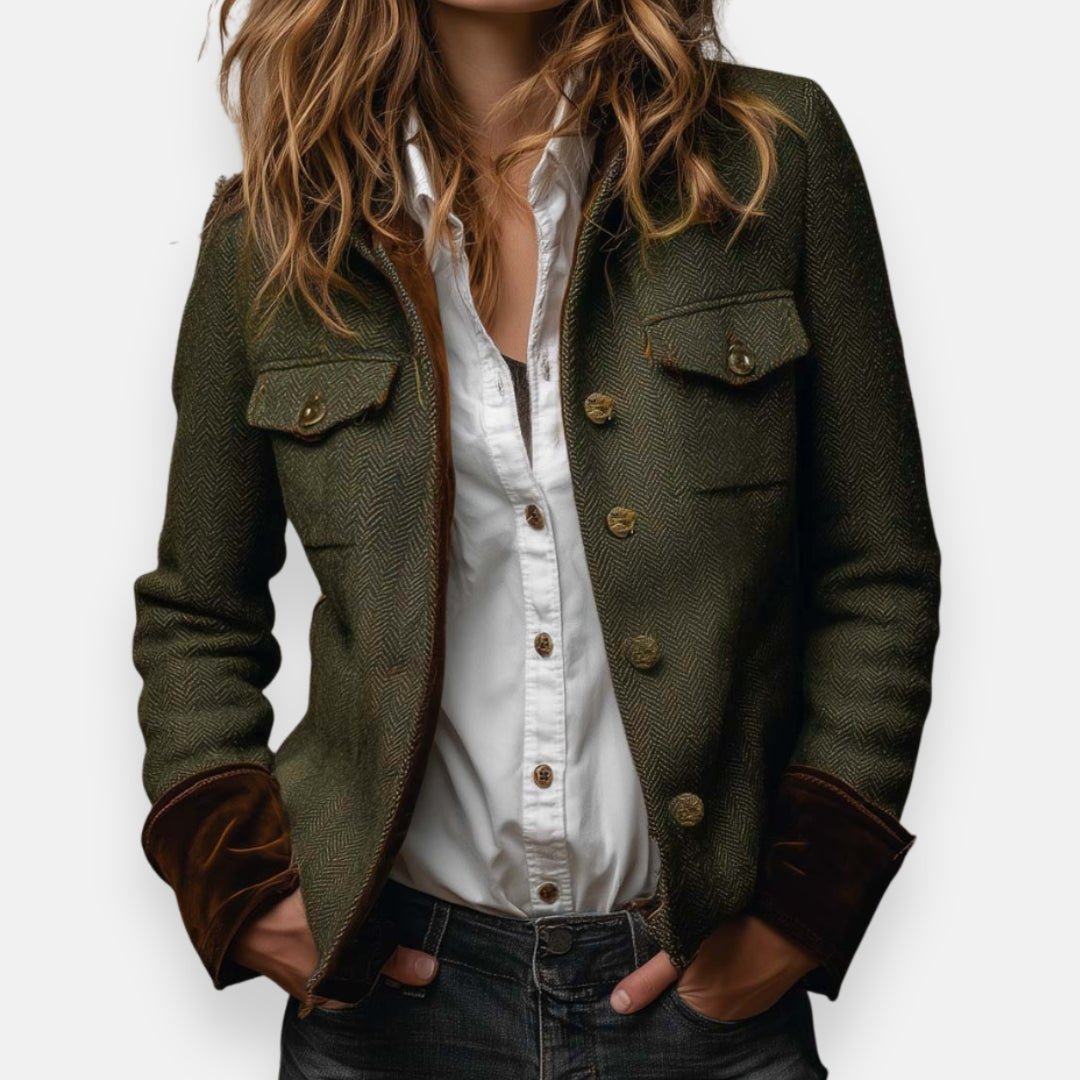 Jacke Damen Fischgrätmuster – Elegante Übergangsjacke Mit Knopfleiste Für Büro & Freizeit 0