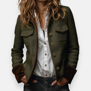 Jacke Damen Fischgrätmuster – Elegante Übergangsjacke Mit Knopfleiste Für Büro & Freizeit 0