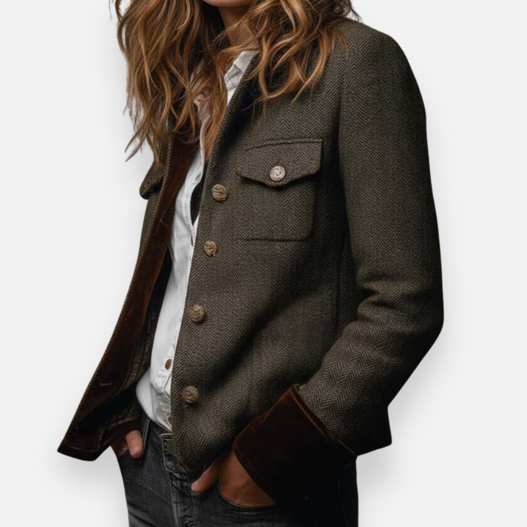 Jacke Damen Fischgrätmuster – Elegante Übergangsjacke Mit Knopfleiste Für Büro & Freizeit 2
