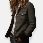 Jacke Damen Fischgrätmuster – Elegante Übergangsjacke Mit Knopfleiste Für Büro & Freizeit 2