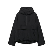 Jacken Damen Anorak Wind- und Wasserabweisend für Frühling und Herbst, Praktischer Outdoor-Stil mit Kapuze und Taschen 0
