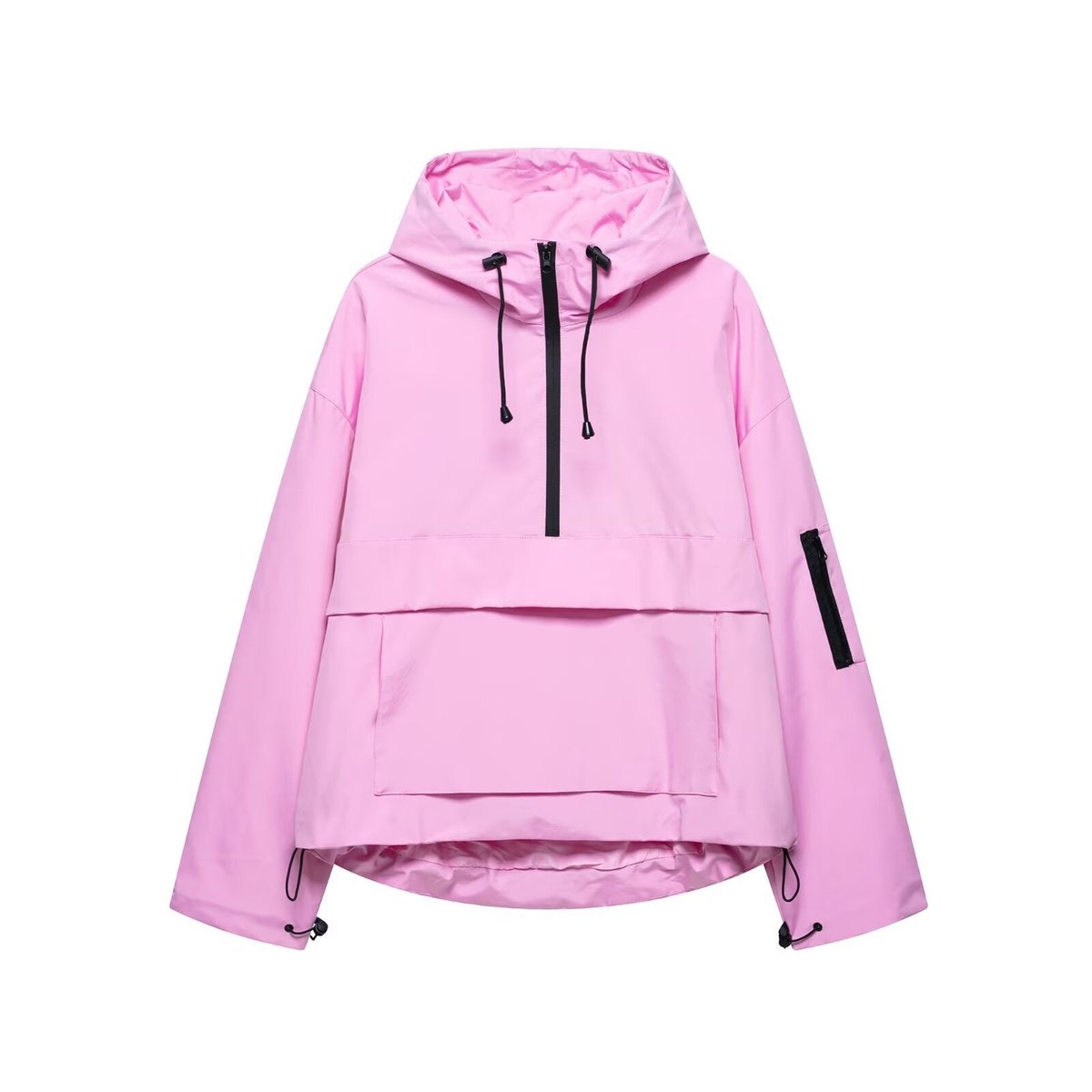 Jacken Damen Anorak Wind- und Wasserabweisend für Frühling und Herbst, Praktischer Outdoor-Stil mit Kapuze und Taschen 1
