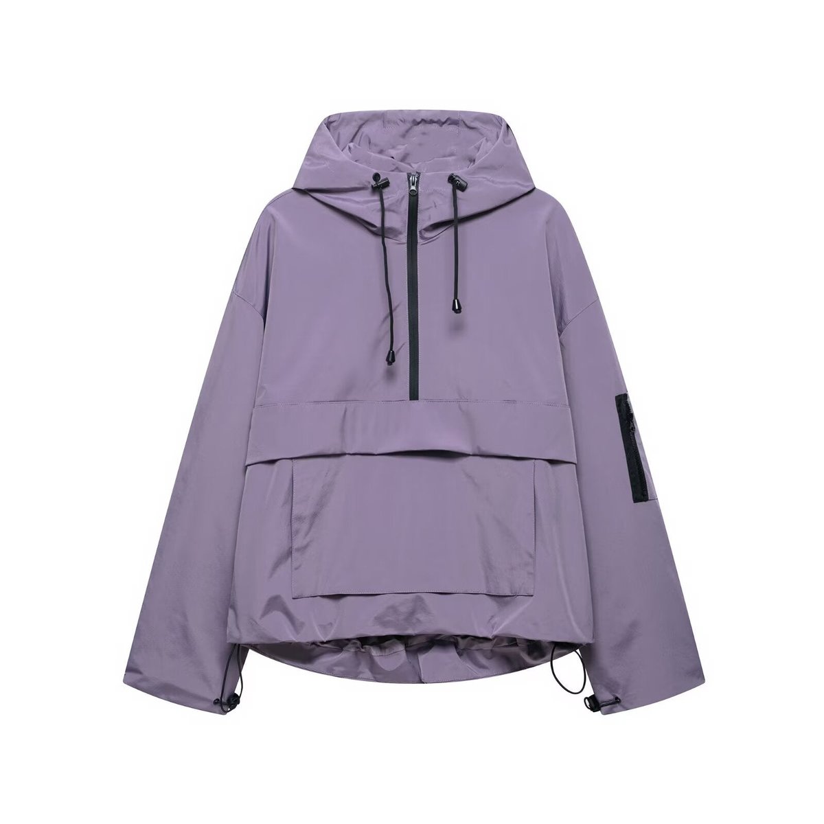 Jacken Damen Anorak Wind- und Wasserabweisend für Frühling und Herbst, Praktischer Outdoor-Stil mit Kapuze und Taschen 2