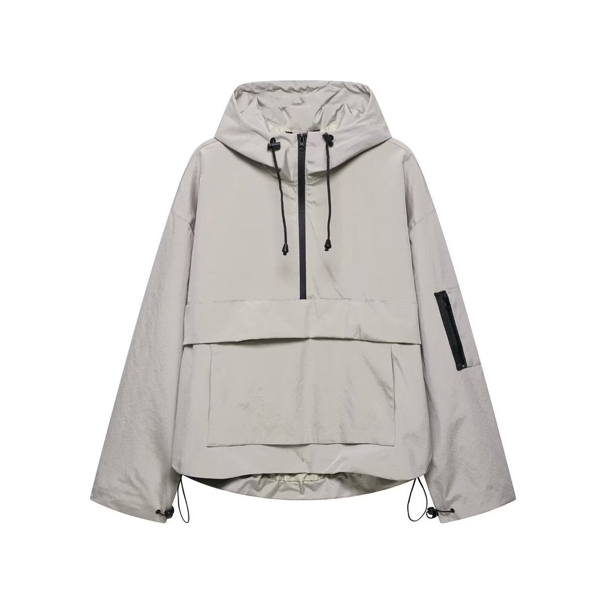 Jacken Damen Anorak Wind- und Wasserabweisend für Frühling und Herbst, Praktischer Outdoor-Stil mit Kapuze und Taschen 3