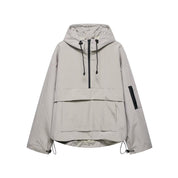Jacken Damen Anorak Wind- und Wasserabweisend für Frühling und Herbst, Praktischer Outdoor-Stil mit Kapuze und Taschen 3