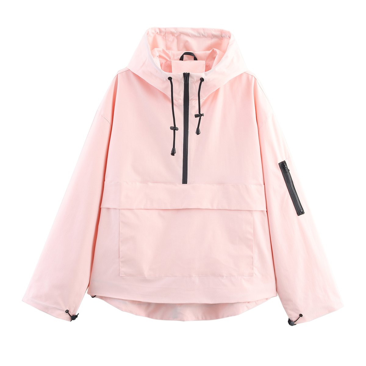 Jacken Damen Anorak Wind- und Wasserabweisend für Frühling und Herbst, Praktischer Outdoor-Stil mit Kapuze und Taschen 4