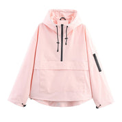 Jacken Damen Anorak Wind- und Wasserabweisend für Frühling und Herbst, Praktischer Outdoor-Stil mit Kapuze und Taschen 4