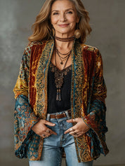 Jacken Damen Gesteppte Boho Kimono Jacke Leicht Vintage Schnitt für Frühling und Herbst 0