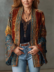 Jacken Damen Gesteppte Boho Kimono Jacke Leicht Vintage Schnitt für Frühling und Herbst 2