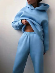 Clara | Mysigt dam-sweatset med huva och joggingbyxor