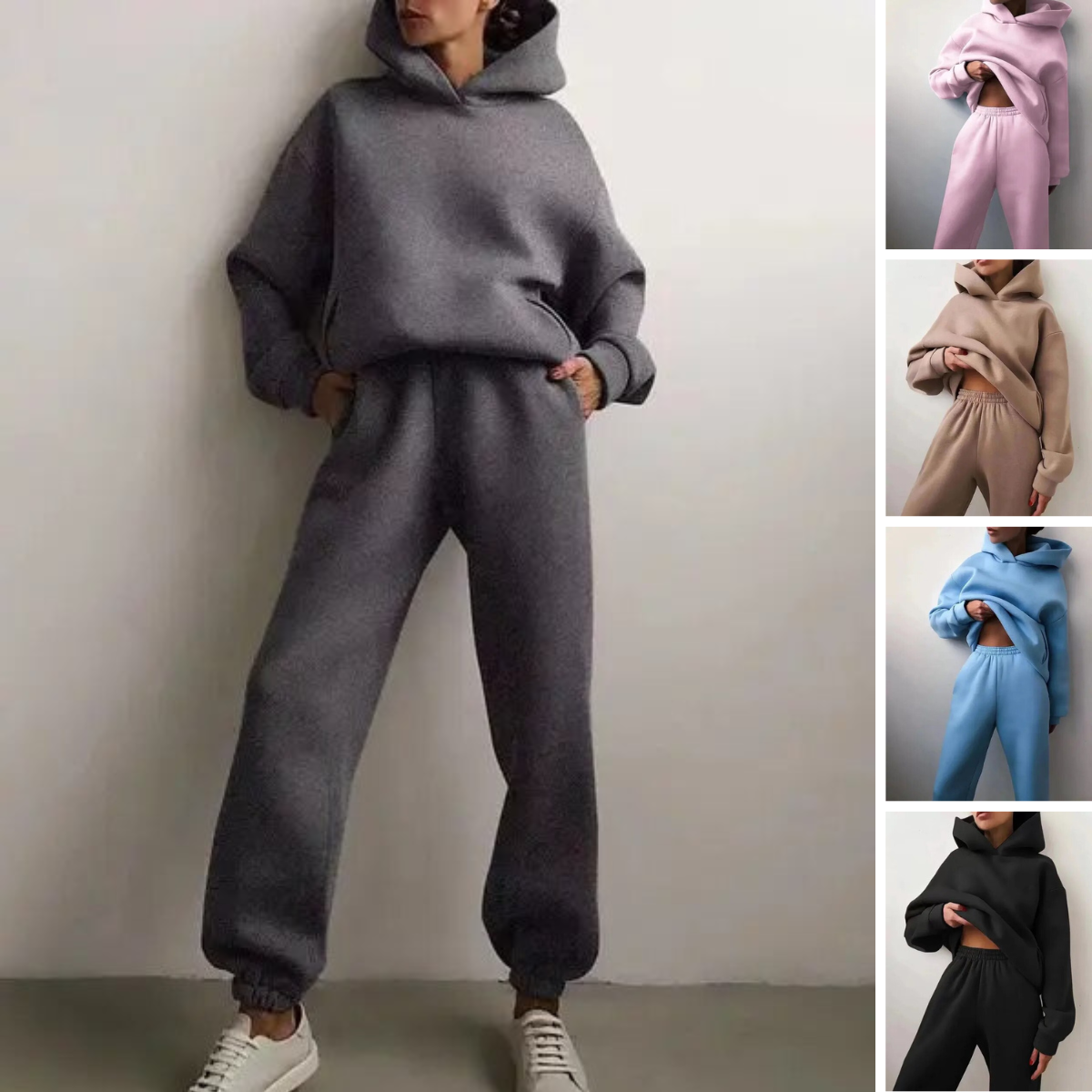 Clara | Mysigt dam-sweatset med huva och joggingbyxor
