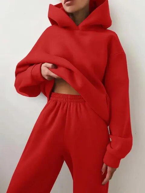 Clara | Mysigt dam-sweatset med huva och joggingbyxor