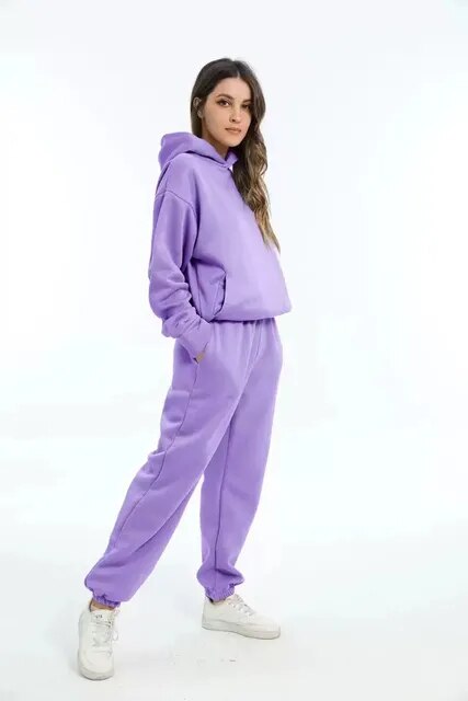 Clara | Mysigt dam-sweatset med huva och joggingbyxor