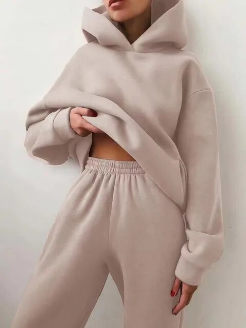 Clara | Mysigt dam-sweatset med huva och joggingbyxor