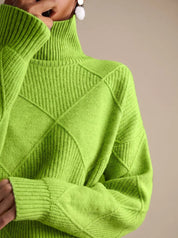 Katharina | Damen Rollkragenpullover mit geometrischem Strickmuster Langarm 8