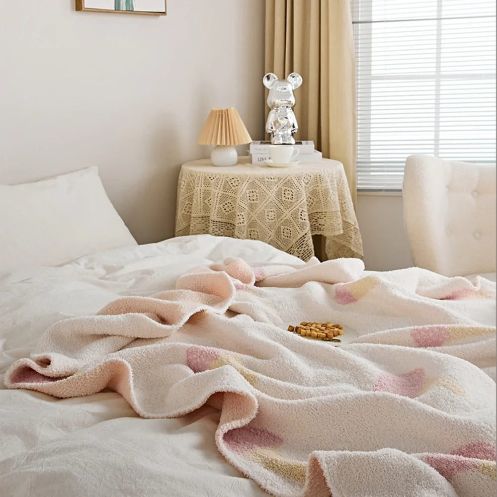 Kinder Strickdecke Mit Eiscreme-Muster Aus Mikrofaser, Weich Und Atmungsaktiv 2
