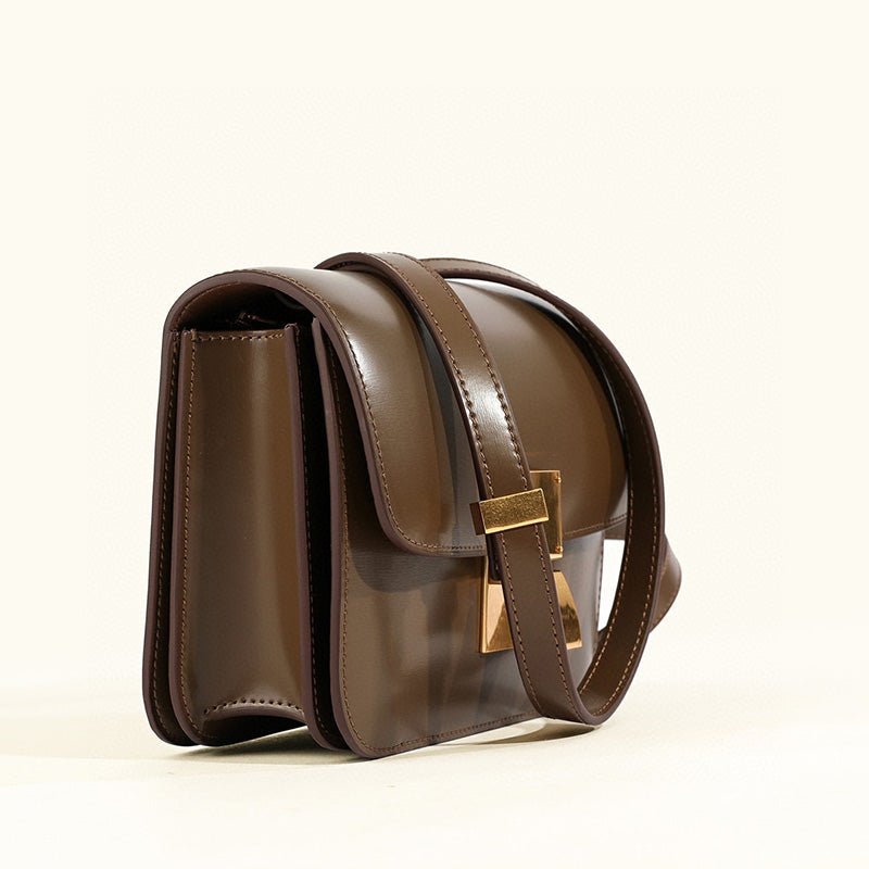 Klassische Damen-Schultertasche mit Überschlag aus echtem Leder 3