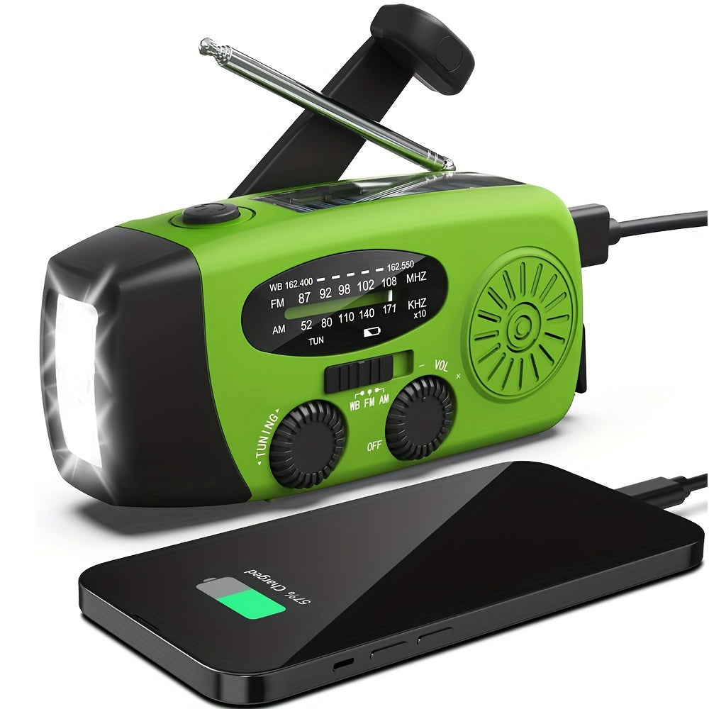 Kompaktes Notfallradio mit 2000mah Power Bank, Solar, Handkurbel und eingebaute Taschenlampe für die Verwendung im Freien 1