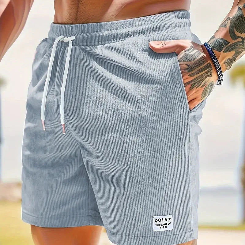 Kurze Hosen Herren Cordshorts mit Kordelzug – Bequeme Shorts für Herren, Stilvolle Freizeitbekleidung für Sommeraktivitäten 1