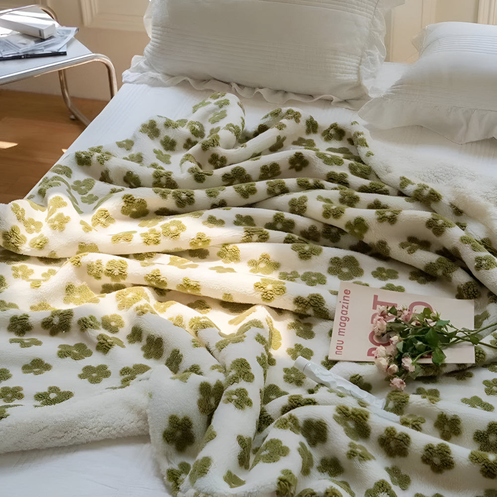 Kuscheldecke für Damen mit Retro-Blumenmuster aus Mikrofaser 2