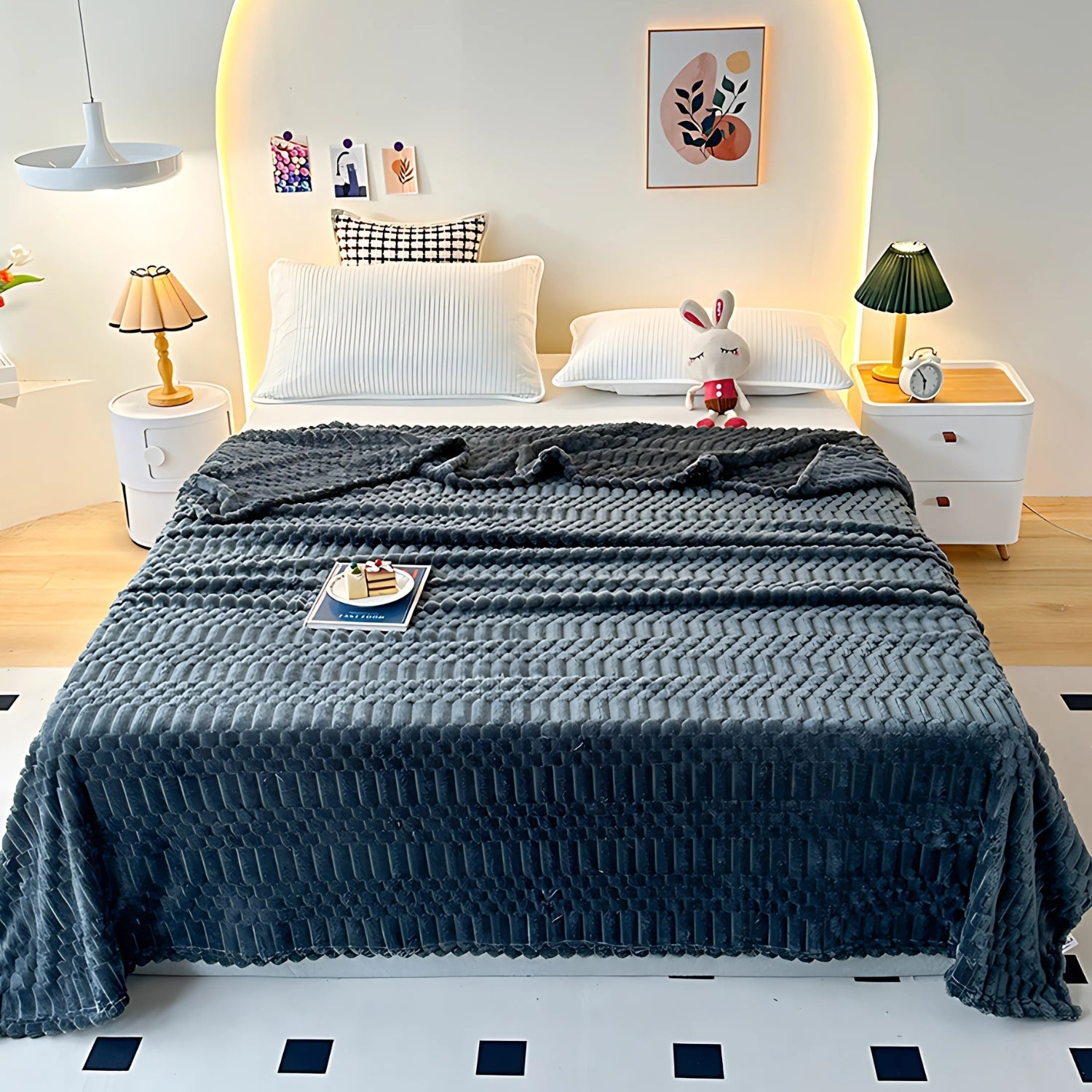 Kuscheldecke für Damen und Herren aus Mikrofaser mit Pebble-Muster, Ultra-weich und Gemütlich 7