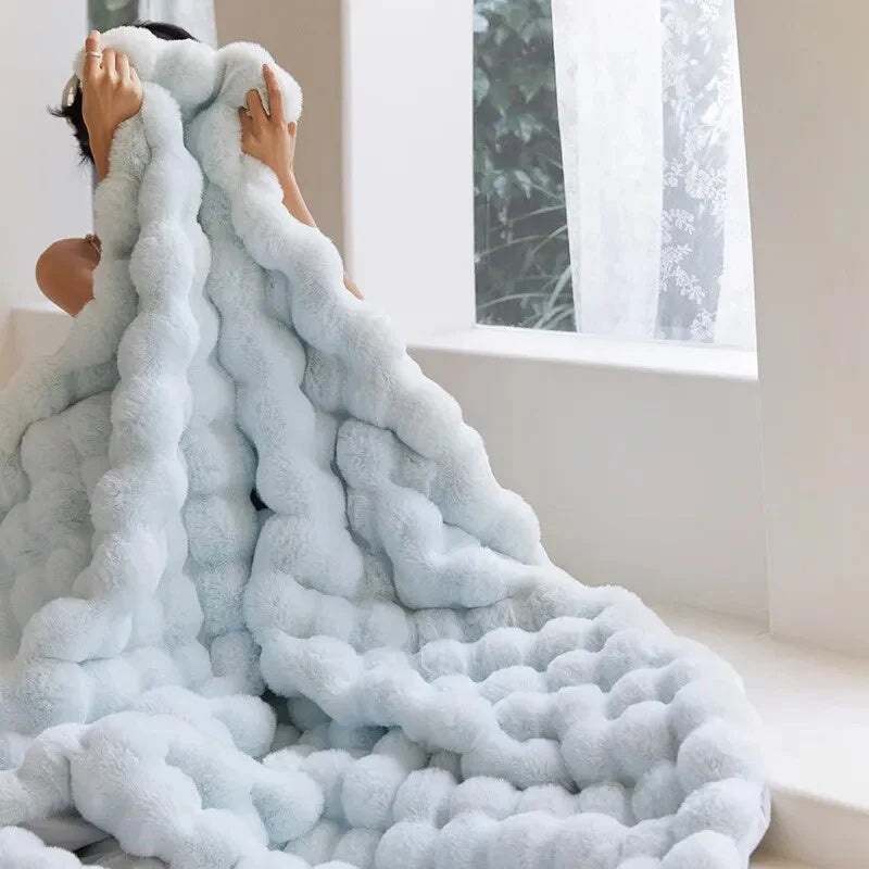 Kuschelige Fleece-Decke für Damen und Herren Luxuriöses Kunstfell Komfort 1