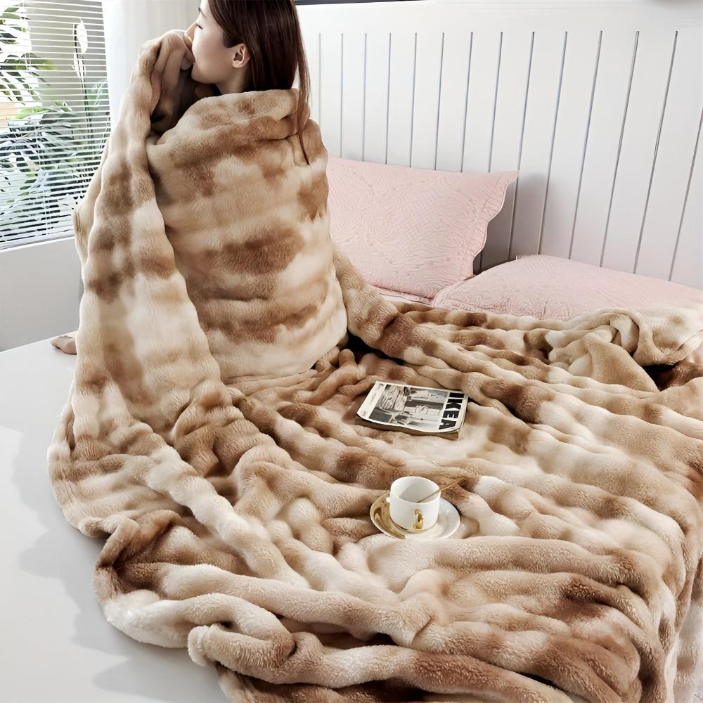 Kuschelige Fleece-Decke für Erwachsene mit einzigartigem Wellen-Tie-Dye-Muster 3