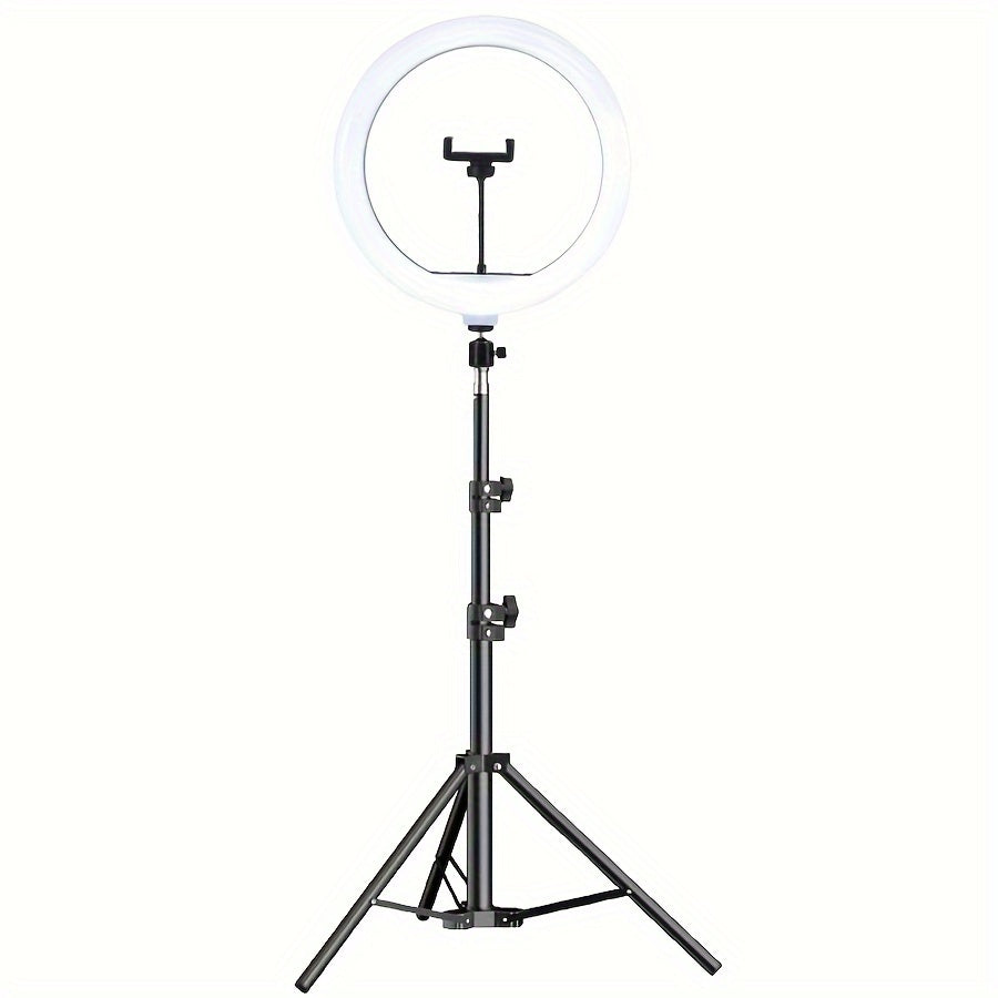 LED -Ringlicht mit verstellbarem Stativ und Telefonhalter für Selfies und Videoaufzeichnung 1