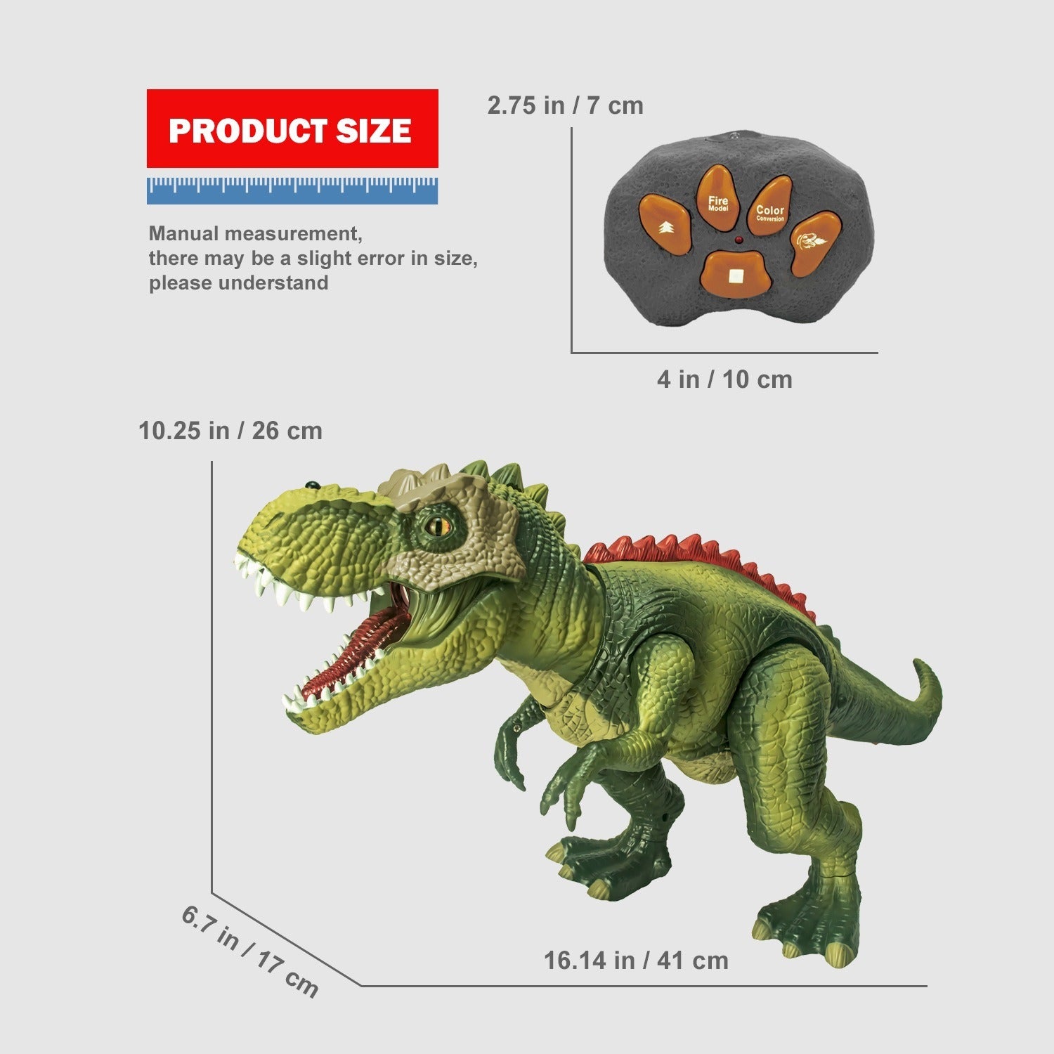 Elektrisk fjärrstyrd dinosaurie – realistisk, gående och vrålande dino-leksak med LED-belysning