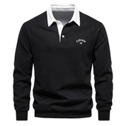 Langärmeliger Herren Golf-Polopullover mit Kontrastkragen und maßgeschneiderter Passform 1