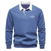 Langärmeliger Herren Golf-Polopullover mit Kontrastkragen und maßgeschneiderter Passform 2