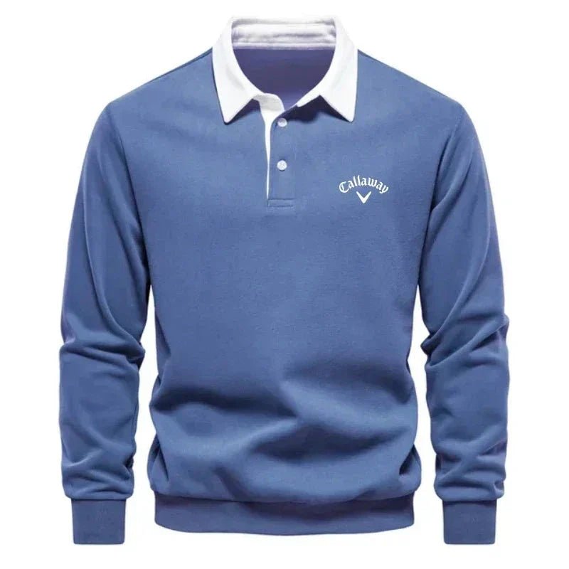 Langärmeliger Herren Golf-Polopullover mit Kontrastkragen und maßgeschneiderter Passform 2