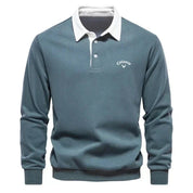 Langärmeliger Herren Golf-Polopullover mit Kontrastkragen und maßgeschneiderter Passform 3