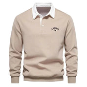 Langärmeliger Herren Golf-Polopullover mit Kontrastkragen und maßgeschneiderter Passform 4