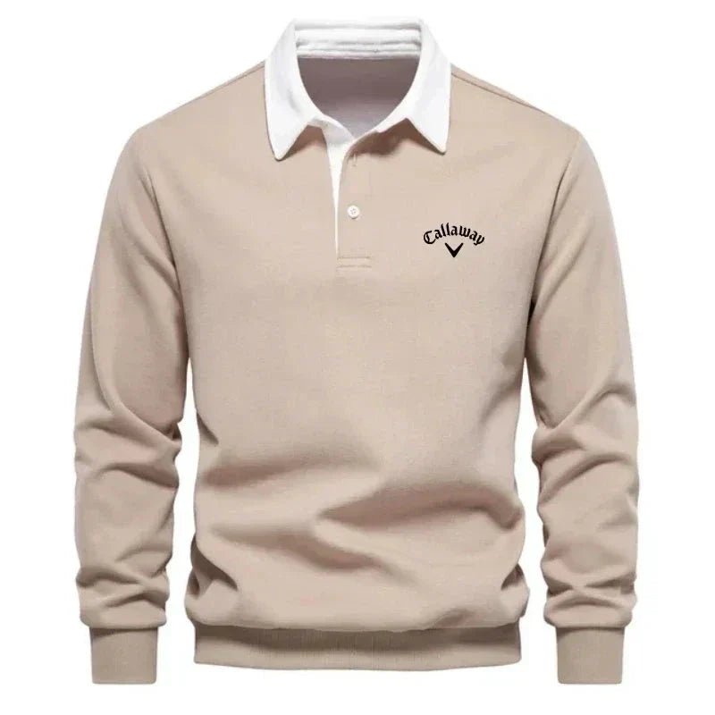 Langärmeliger Herren Golf-Polopullover mit Kontrastkragen und maßgeschneiderter Passform 4