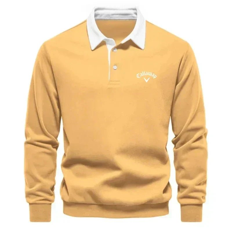Langärmeliger Herren Golf-Polopullover mit Kontrastkragen und maßgeschneiderter Passform 5
