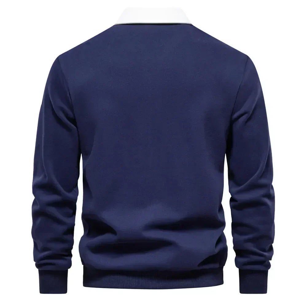 Langärmeliger Herren Golf-Polopullover mit Kontrastkragen und maßgeschneiderter Passform 6
