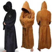 Langer Flanellbademantel für Herren mit Kapuze und Gürtel 1