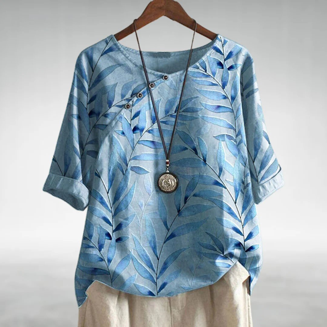 Lässige Damenbluse Mit 3/4-Ärmeln Und Druckdesign Für Jeden Anlass - Stilvolle Blusen Für Jeden Tag 0