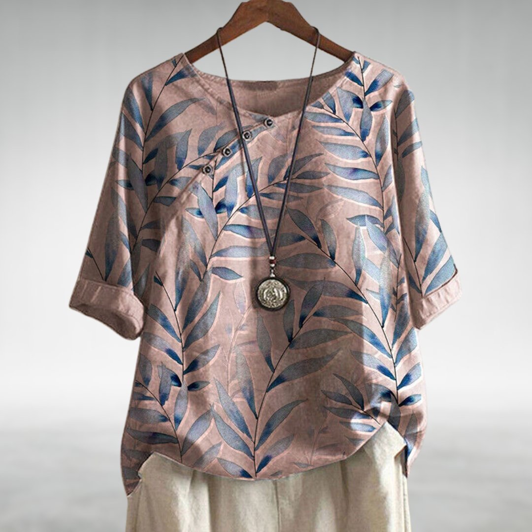 Lässige Damenbluse Mit 3/4-Ärmeln Und Druckdesign Für Jeden Anlass - Stilvolle Blusen Für Jeden Tag 1