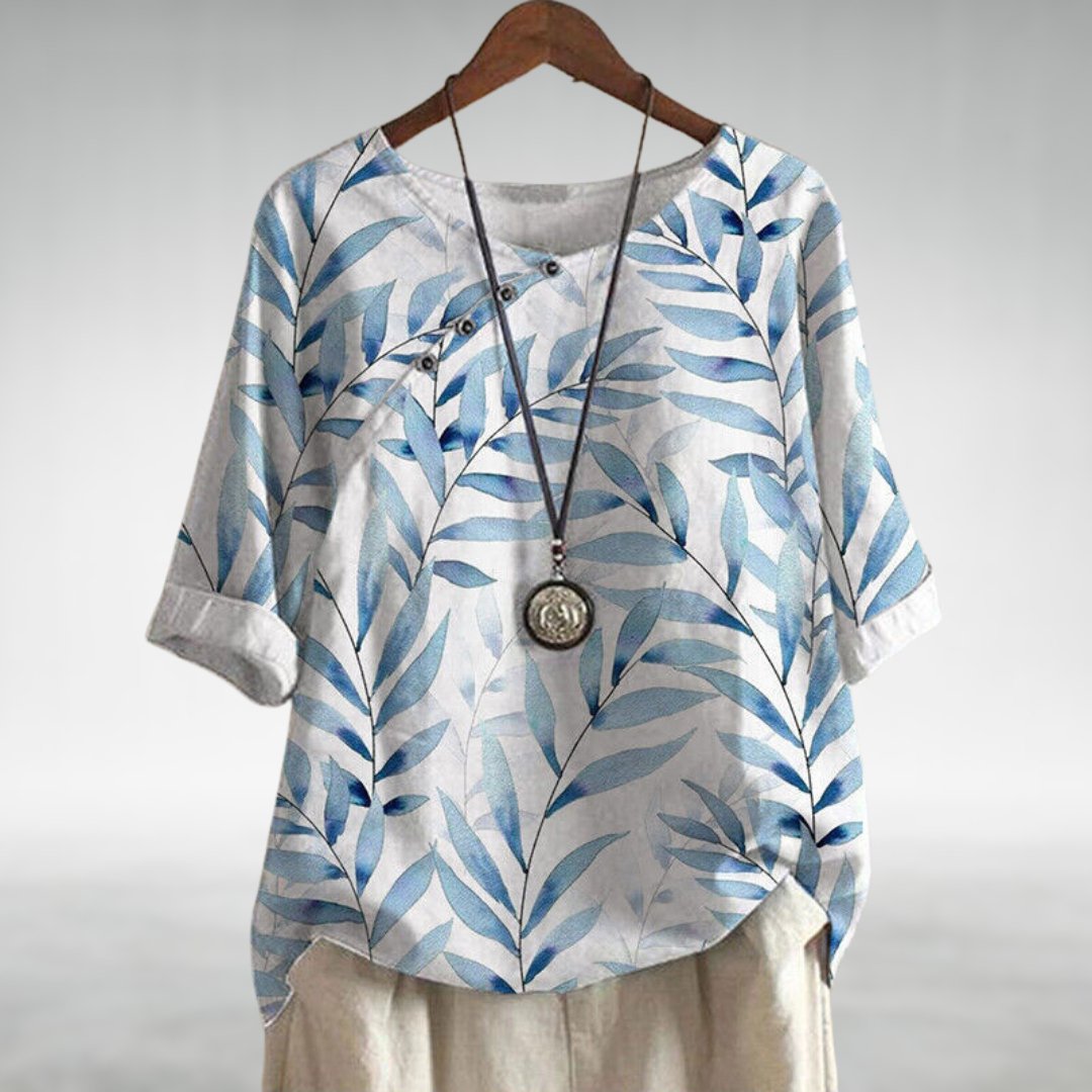 Lässige Damenbluse Mit 3/4-Ärmeln Und Druckdesign Für Jeden Anlass - Stilvolle Blusen Für Jeden Tag 2