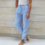 Leichte Sommerhose Damen mit Kordelzug – Bequeme Stoffhose für warme Tage, Entspannte Passform, Trendige Damen Hosen 1