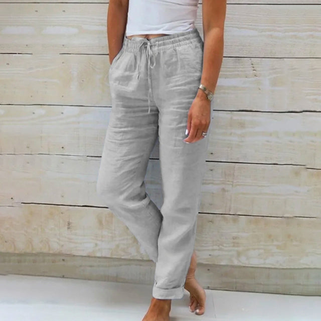 Leichte Sommerhose Damen mit Kordelzug – Bequeme Stoffhose für warme Tage, Entspannte Passform, Trendige Damen Hosen 2
