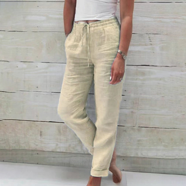 Leichte Sommerhose Damen mit Kordelzug – Bequeme Stoffhose für warme Tage, Entspannte Passform, Trendige Damen Hosen 3
