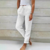 Leichte Sommerhose Damen mit Kordelzug – Bequeme Stoffhose für warme Tage, Entspannte Passform, Trendige Damen Hosen 4