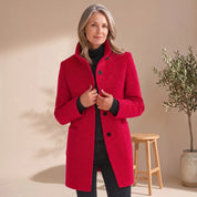 Leonie | Damen Wollmantel mit Stehkragen Knopfleiste Wintermantel 4