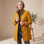 Leonie | Damen Wollmantel mit Stehkragen Knopfleiste Wintermantel 8