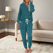 Loungewear Set Damen Zweiteilig Langarm Mit Kordelzug Für Komfort | Lounge Und Wear Ideal Für Entspannte Tage 1