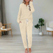 Loungewear Set Damen Zweiteilig Langarm Mit Kordelzug Für Komfort | Lounge Und Wear Ideal Für Entspannte Tage 10