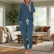 Loungewear Set Damen Zweiteilig Langarm Mit Kordelzug Für Komfort | Lounge Und Wear Ideal Für Entspannte Tage 11